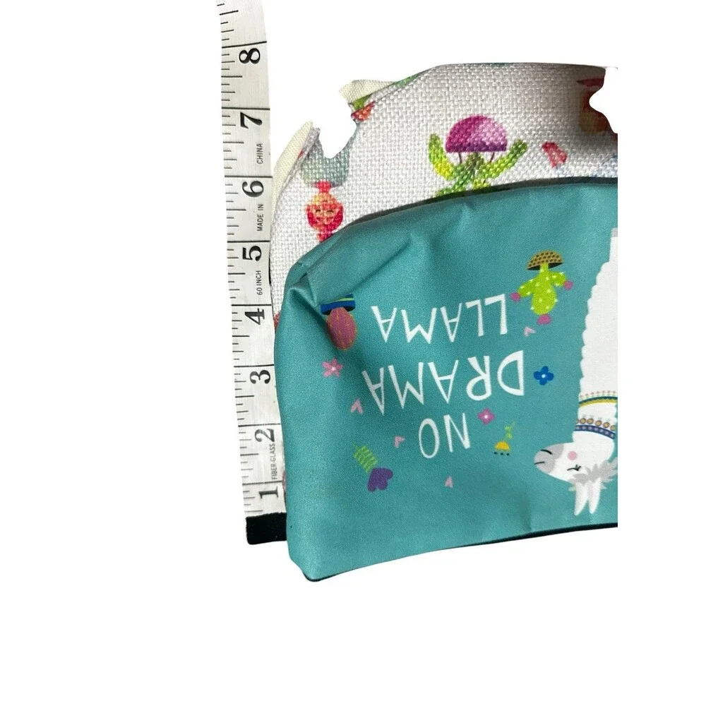 Lot of 3 Makeup/Cosmetics Pouches LLAMA PILATES WORLD! Small, Medium Large